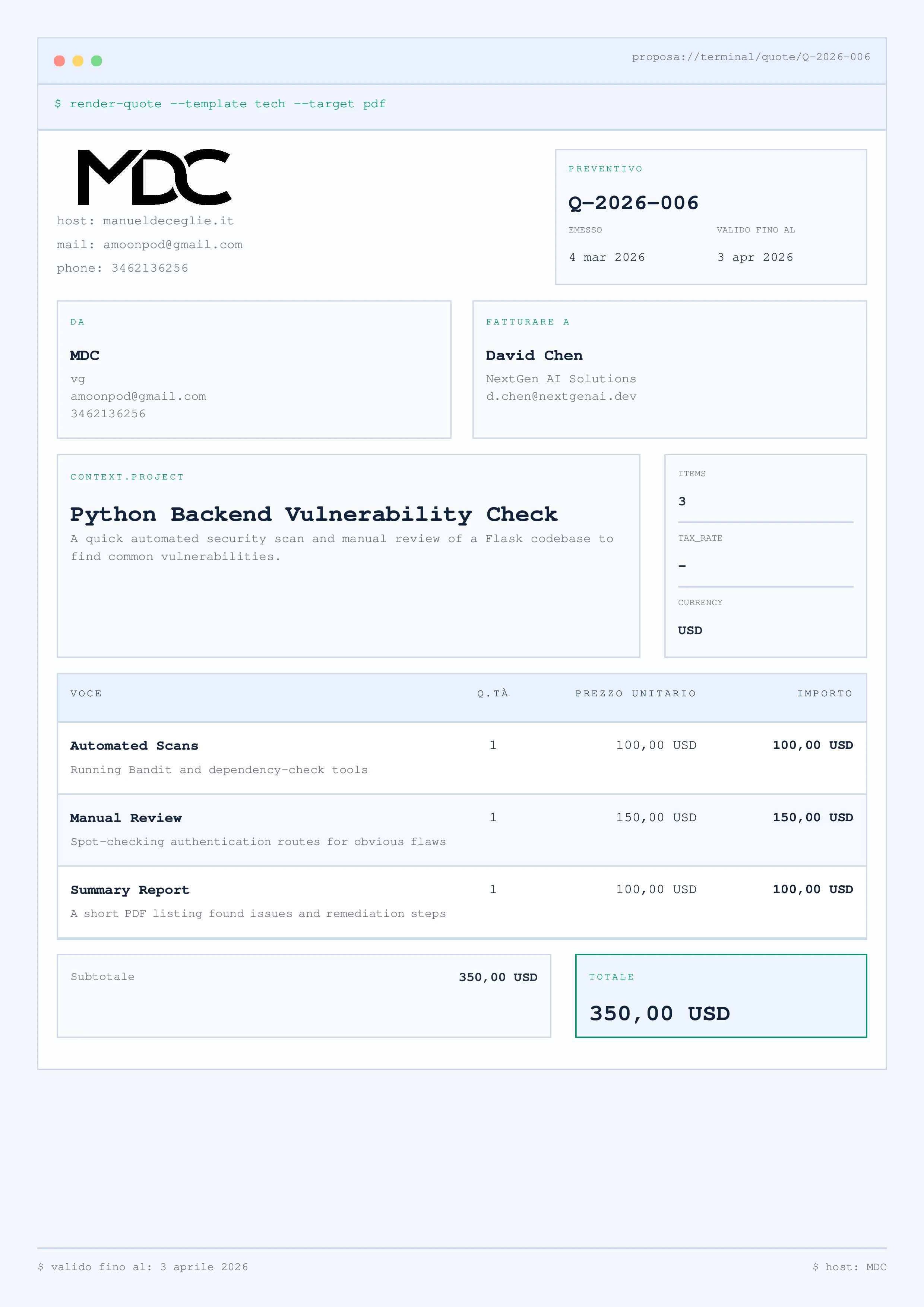 Tech template preview